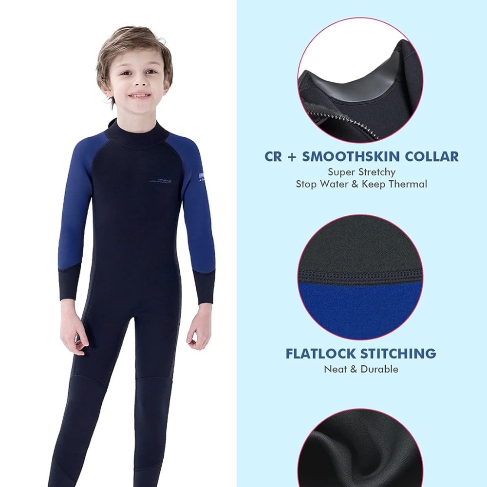 Dark Lightning 3/2mm Kids Wetsuit for Boys and Girls, Neoprene XS